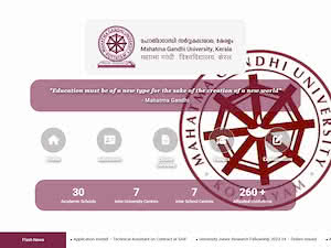 Mahatma Gandhi University's official website homepage screenshot