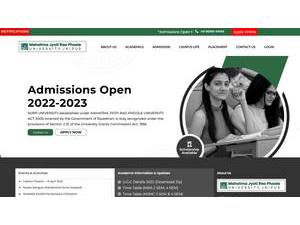 Mahatma Jyoti Rao Phoole University's official website homepage screenshot