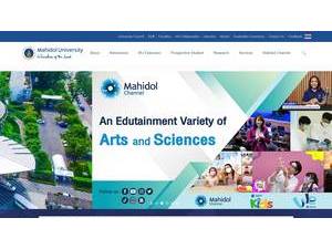 Mahidol University's official website homepage screenshot