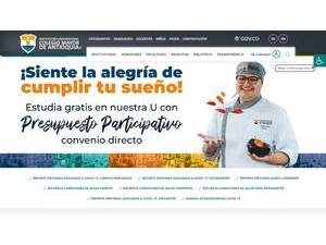 Major College of Antioquia's official website homepage screenshot