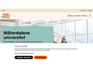 Mälardalens universitet's official website homepage screenshot