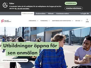 Malmö University's official website homepage screenshot