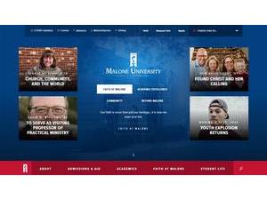 Malone University's official website homepage screenshot