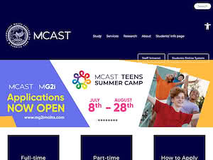 Malta College of Arts, Science and Technology's official website homepage screenshot