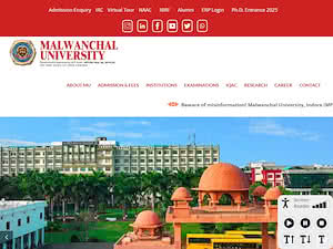 Malwanchal University's official website homepage screenshot