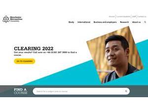 Manchester Metropolitan University's official website homepage screenshot