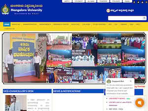 Mangalore University's official website homepage screenshot