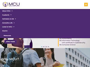 Manila Central University's official website homepage screenshot