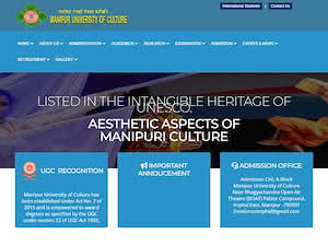 Manipur University of Culture's official website homepage screenshot
