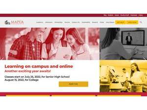 Mapúa University's official website homepage screenshot