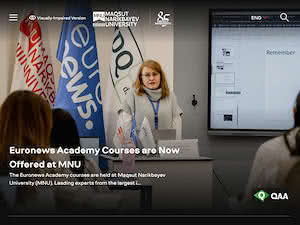 Maqsut Narikbayev University's official website homepage screenshot