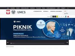 Maria Curie-Skłodowska University in Lublin's official website homepage screenshot
