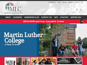 Martin Luther College's official website homepage screenshot