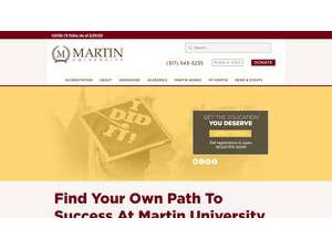 Martin University's official website homepage screenshot