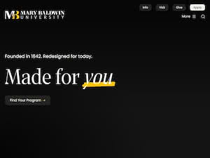 Mary Baldwin University's official website homepage screenshot