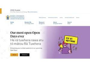 Massey University's official website homepage screenshot