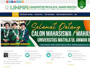 Mathla'ul Anwar University's official website homepage screenshot