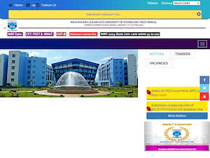 Maulana Abul Kalam Azad University of Technology, West Bengal's official website homepage screenshot