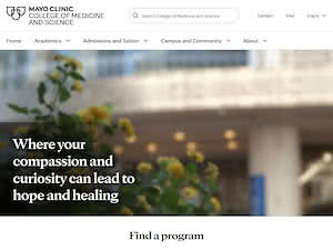 Mayo Clinic College of Medicine and Science's official website homepage screenshot