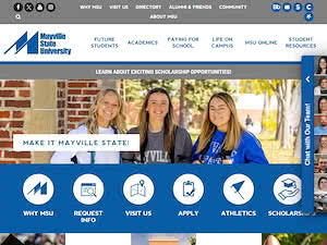 Mayville State University's official website homepage screenshot