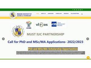 Mbarara University of Science and Technology's official website homepage screenshot