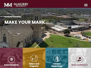 McMurry University's official website homepage screenshot