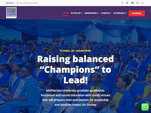 Mcpherson University's official website homepage screenshot