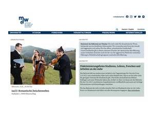 mdw - University of Music and Performing Arts Vienna's official website homepage screenshot