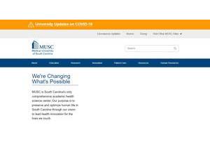 Medical University of South Carolina's official website homepage screenshot