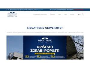 Megatrend University's official website homepage screenshot