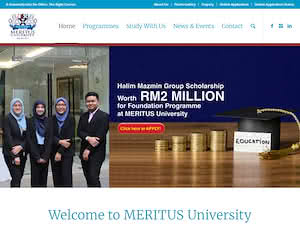 Meritus University's official website homepage screenshot