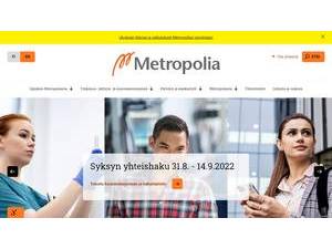 Metropolia Ammattikorkeakoulu's official website homepage screenshot