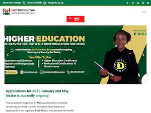 Metropolitan International University's official website homepage screenshot