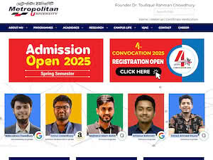 Metropolitan University's official website homepage screenshot