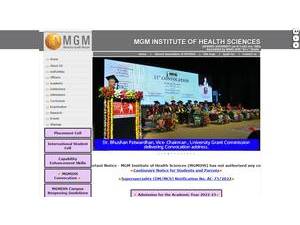 MGM Institute of Health Sciences's official website homepage screenshot