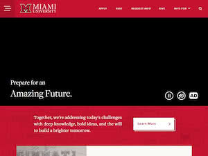 Miami University's official website homepage screenshot