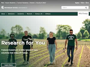 Michigan State University's official website homepage screenshot