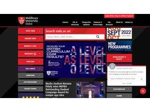 Middlesex University Dubai's official website homepage screenshot