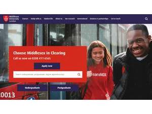 Middlesex University's official website homepage screenshot