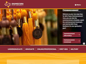 Midwestern State University's official website homepage screenshot