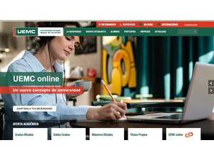 Miguel de Cervantes European University's official website homepage screenshot