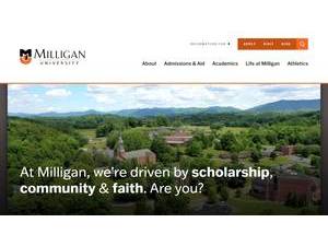 Milligan University's official website homepage screenshot