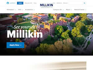 Millikin University's official website homepage screenshot