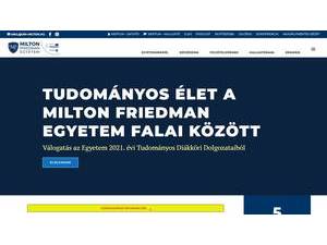Milton Friedman Egyetem's official website homepage screenshot