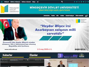 Mingeçevir Dövlet Universiteti's official website homepage screenshot
