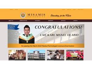 Misamis University's official website homepage screenshot