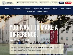 Mission University's official website homepage screenshot