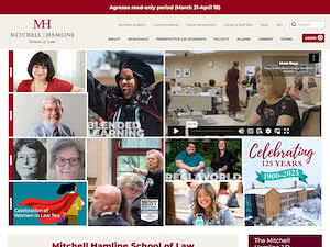 Mitchell Hamline School of Law's official website homepage screenshot