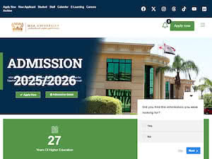 Modern Sciences and Arts University's official website homepage screenshot