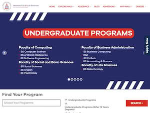 Mohammad Ali Jinnah University's official website homepage screenshot